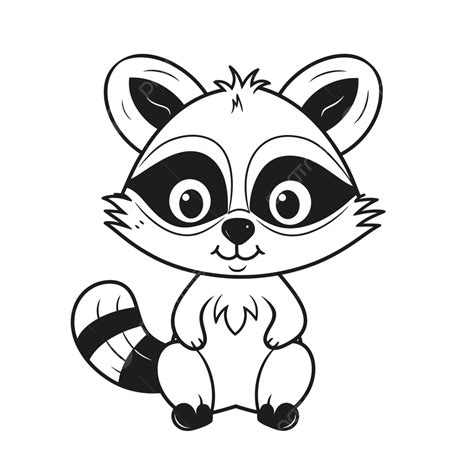 Cartoon Cute Raccoon Coloring Page Printable To Print Outline Sketch ...