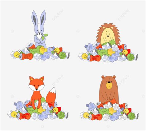 Animals In A Pile Of Trash, Mess, Bottle, Hedgehog PNG and Vector with ...