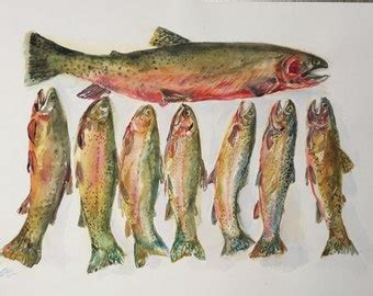 Items similar to Original oil painting: 'Rainbow Trout', 4x12" on ...