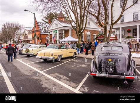 Main Street At Christmas Stockbridge, Massachusetts, USA Stock Photo ...