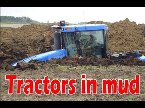 Tractor stuck in mud compilation.