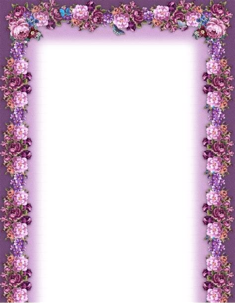 Purple Flower Borders and Frames | music printable flower border ...