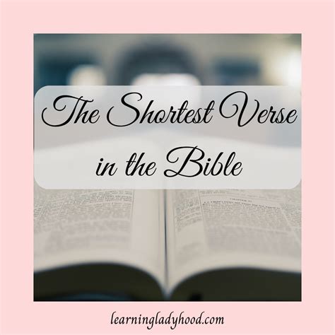 The Shortest Verse in the Bible — Learning Ladyhood