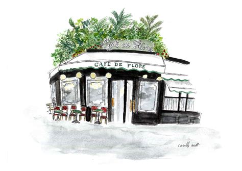 French Cafe Sketch at PaintingValley.com | Explore collection of French ...