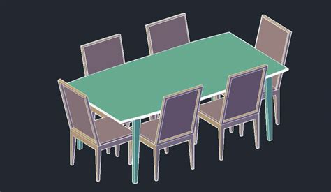 3d model of dining table and chair layout CAD furniture block autocad ...