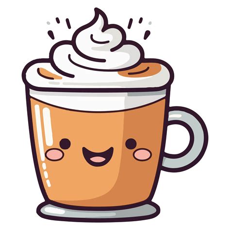 Coffee emoji cup with eyes. Kawaii cup. Element for menu. Emoji icon ...