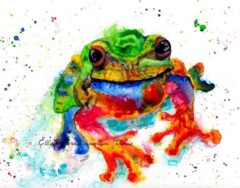 Frog art print colorful frog frog lover gift frog wall