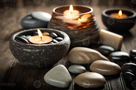 Spa still life with scented candles and zen stones. 23122042 Stock ...