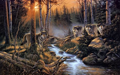 wolves, Wolf, Paintings, Artistic, Art, Print, Landscapes, Nature ...