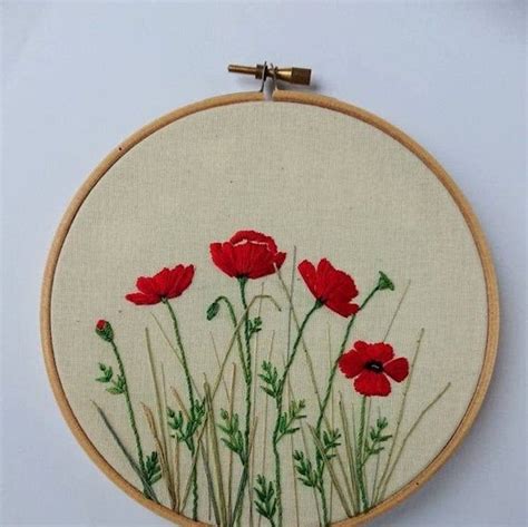 Poppy Embroidery.Poppy.Embroidered.Hand Embroidery.Hand Embroidered ...