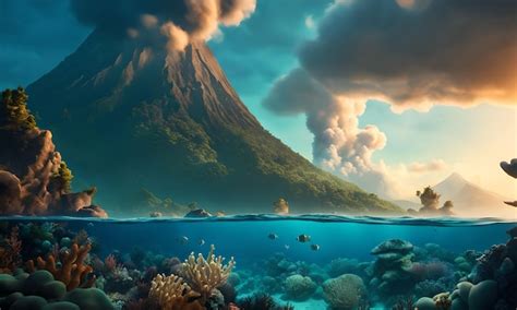 Premium Photo | Underwater Volcanoes in the Ocean Floor