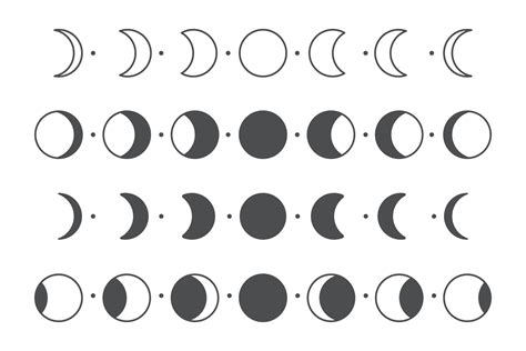 Vector lunar phase of the moon Simple circle shape design Isolated on ...