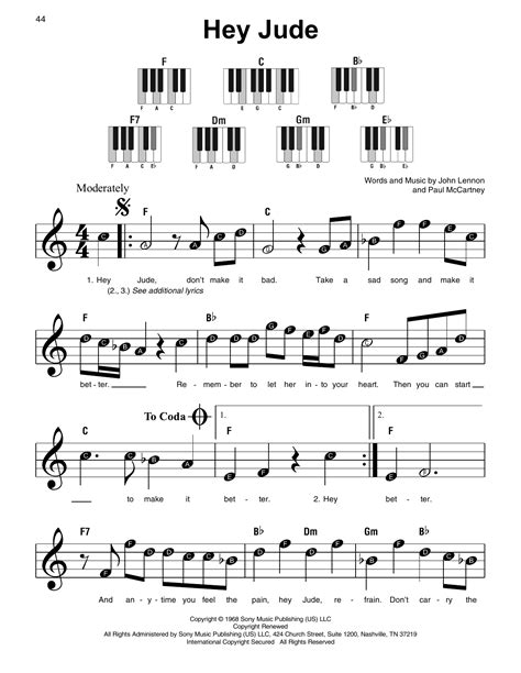 Hey Jude (Super Easy Piano) - Print Sheet Music Now