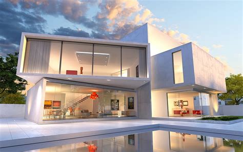 Modern home design, exterior, stained HD wallpaper | Pxfuel