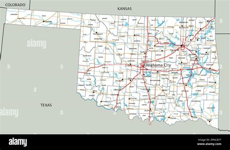 High detailed Oklahoma road map with labeling Stock Vector Image & Art ...