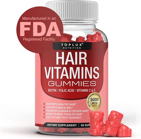 Amazon.com: Hair Vitamins Gummies Supplement – Faster Hair Growth Gummy ...