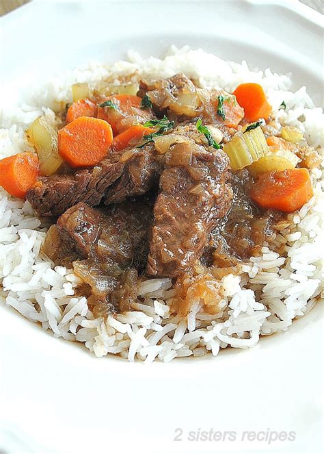 Beef Stew in Half the Time! Served with Rice - 2 Sisters Recipes by ...