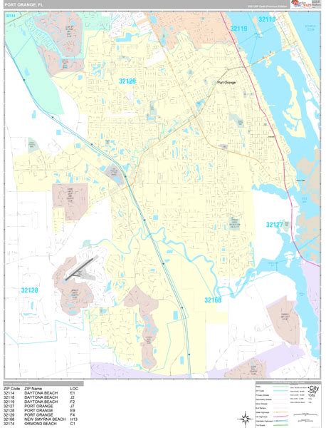 Port Orange Florida Wall Map (Premium Style) by MarketMAPS - MapSales