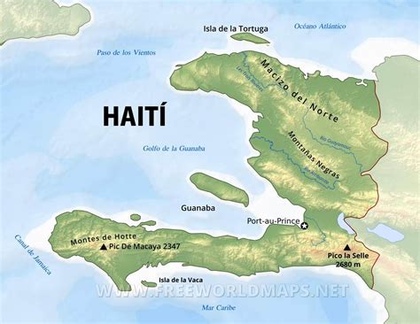 Mapa físico de Haití - Geografía de Haití