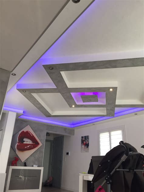 Plafond placo design relief + led | Plafond design, Idées de plafond ...