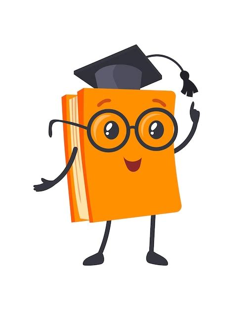 Premium Vector | Funny book character. Textbook in glasses of teacher ...