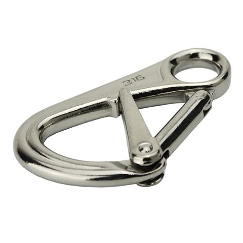 Safety carabiner hook with lock made of stainless steel V4A 10 X 110 ...