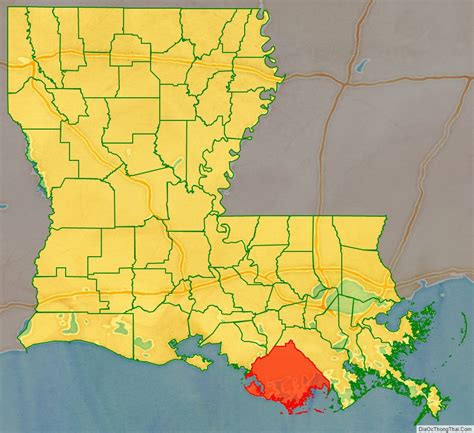 Map of Terrebonne Parish, Louisiana - Thong Thai Real