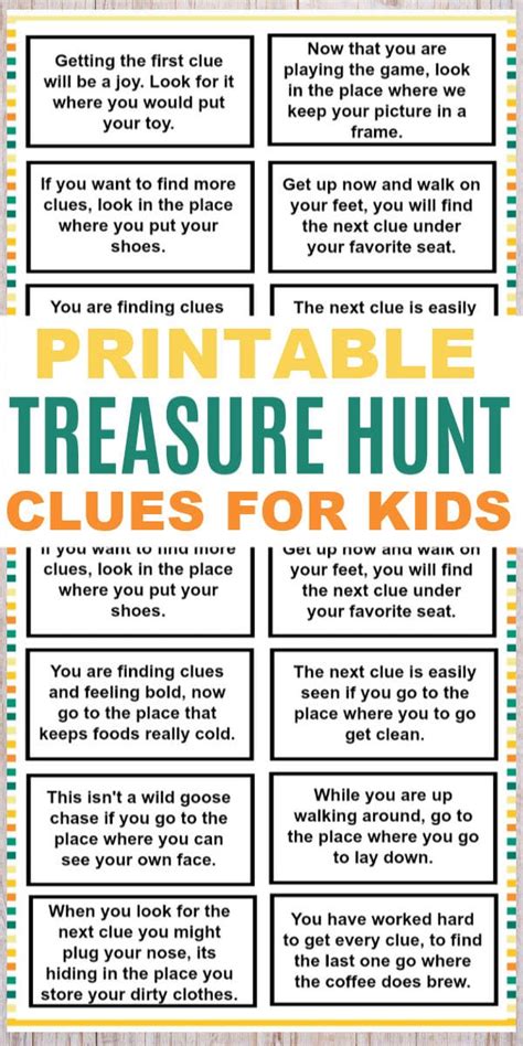 These printable treasure hunt clues for kids are a fun and easy kids ...