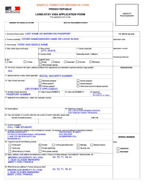 Sample Of France Short Stay Visa Application - Fill and Sign Printable ...