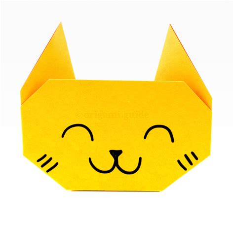 How To Make An Easy Origami Cat Face - Folding Instructions - Origami Guide