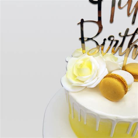 Yellow Happy Birthday Cake