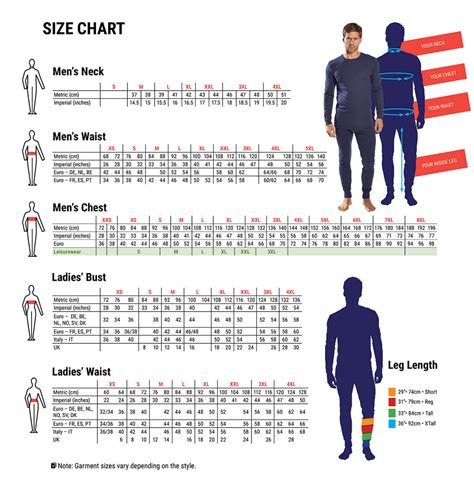 Clothing Size Guide | choicestationery.com