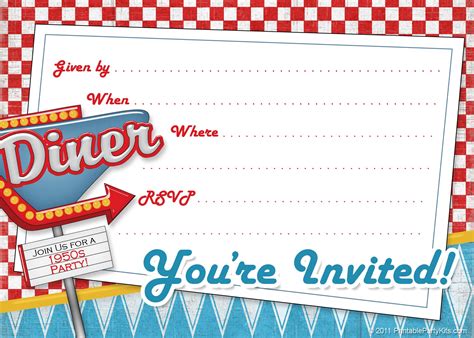 retro and vintage | Party invite template, Retro party, Diner party