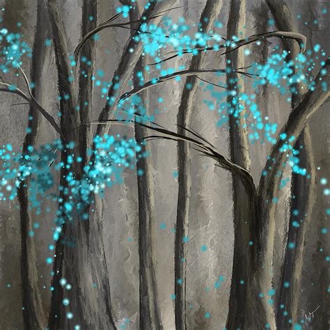 Alleviation- Gray and Turquoise Art Painting by Lourry Legarde - Pixels