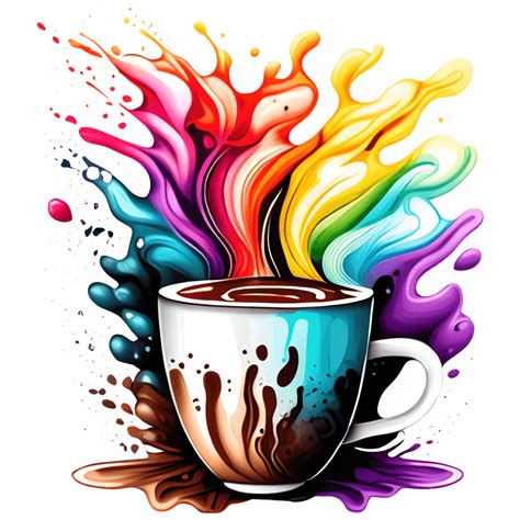 COFFEE CUP with COLORFUL SPLASH and STEAM REALISTIC · Creative Fabrica