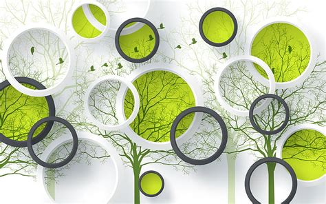 HD wallpaper: white and green tree wall painting, Circles, Design ...