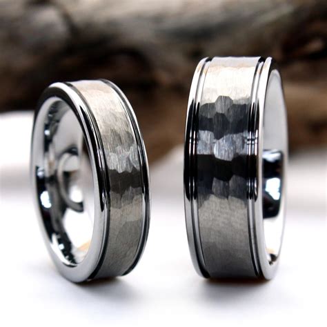 The Atlas Set | Hammered Tungsten Ring Set | Thorum