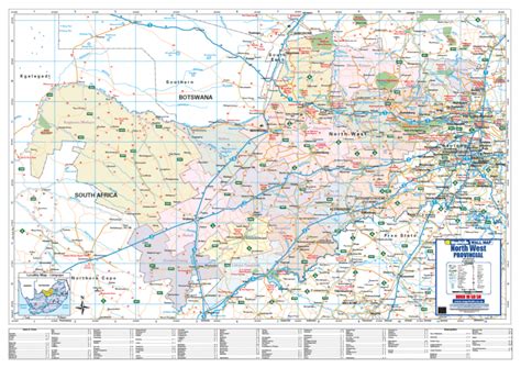 North West Provincial Wall Map - Detailed wall map of North West