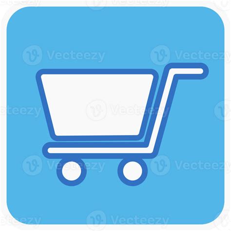 shopping cart flat icon in blue square. 27254616 PNG