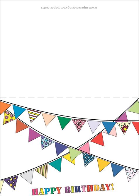 Happy Birthday Card with Bunting Flags | Free Printable Papercraft ...