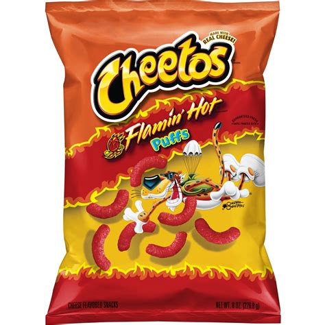 Cheetos Puffs Flamin' Hot Cheese Flavored Snacks, 8 oz Bag - Walmart ...