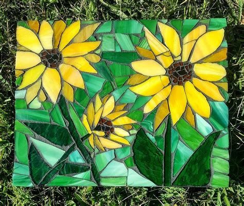 Stained glass sunflower mosaic / flower mosaic wall hanging / | Etsy