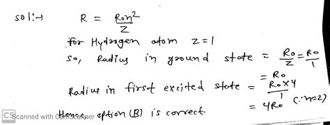 The radius of electron in the first excited state of hydrogen atom is