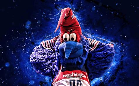 Download wallpapers G-Wiz, 4k, mascot, Washington Wizards, blue neon ...