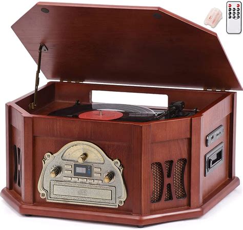 Buy 10-in-1 Wood Classic Turntable Stereo System with Bluetooth ...