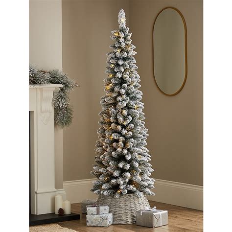 Green & White Slim Snowy Pre-Lit Christmas Tree 6FT | Christmas ...