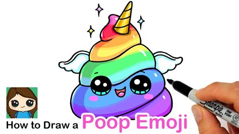 How To Draw Cute Rainbow Unicorn Emoji Poop Step By Step Drawing ...