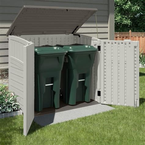 An outdoor storage shed is ideal for storing garbage cans, lawn and ...