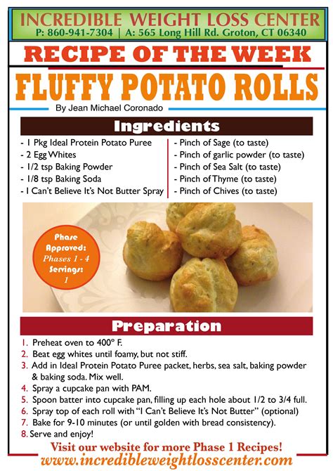 Fluffy Potato Rolls | Ideal protein recipes, Ideal protein diet, Ideal ...