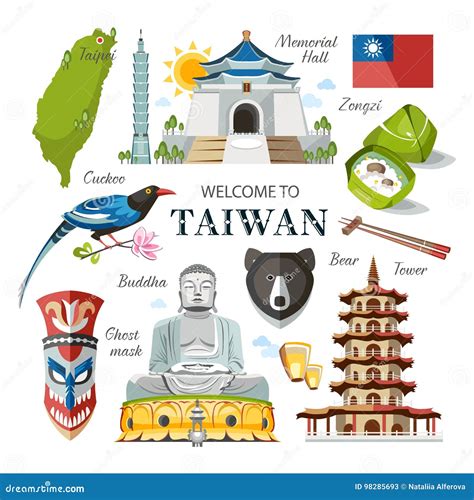 Taiwan set stock vector. Illustration of background, lantern - 98285693